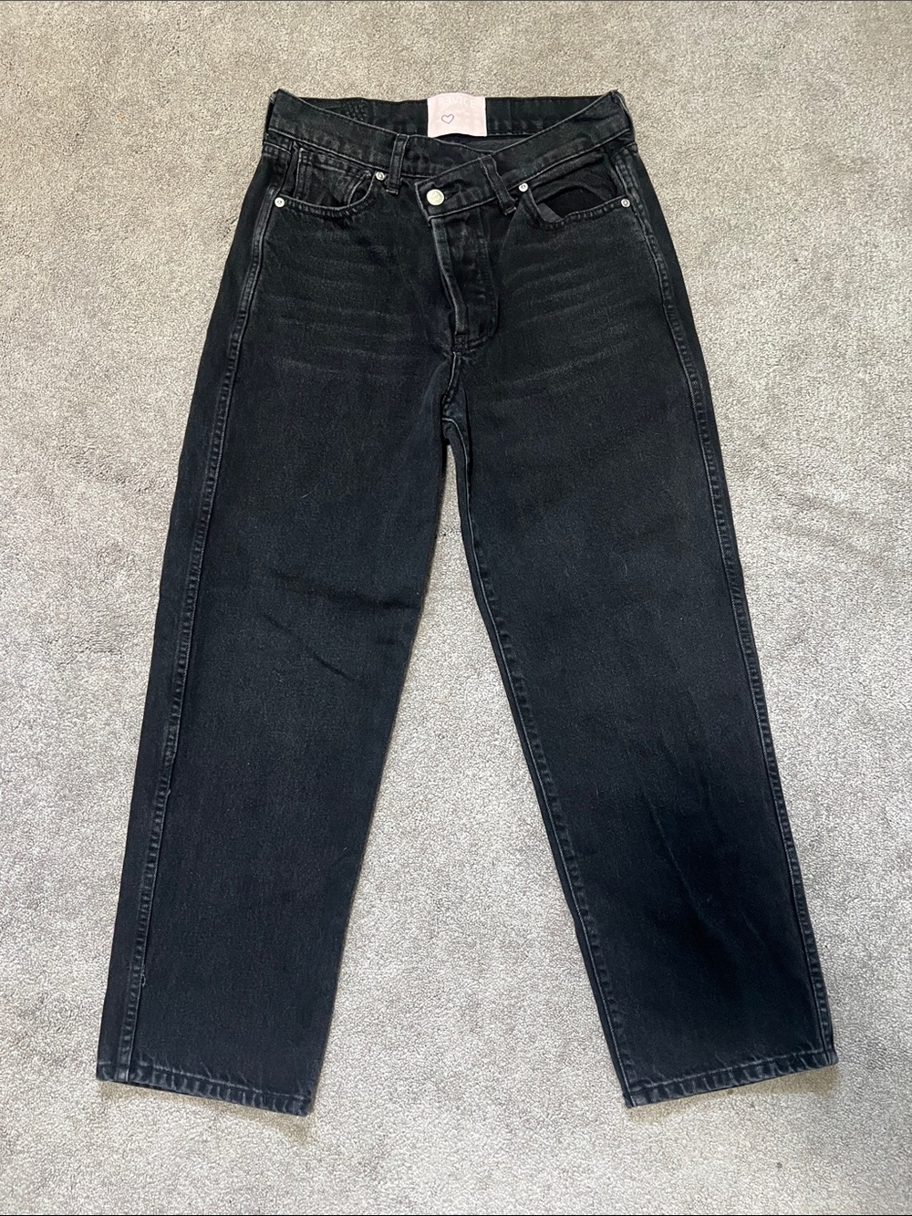 Revice Vintage 90s Baby Asymmetrical Button Fly Jeans Black 29
